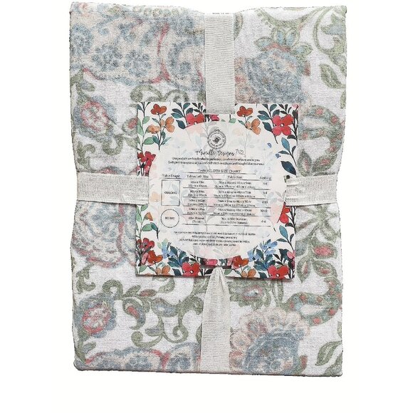 NWT Summer Love Tablecloth Blue Green Peach 60"x 84" 70% Cotton Mireille Designs - Picture 2 of 5